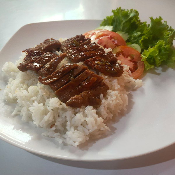 Fried Beef With Steam Rice